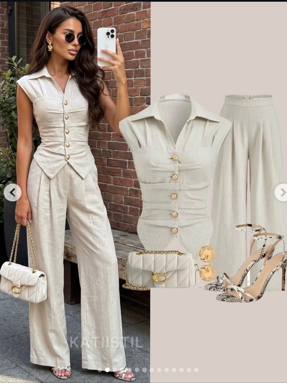 Cotton Linen Sleeveless Top & Pleated Pants Set